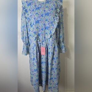 Ivy City Co. Monet Blue Pink Green Pastel Floral Midi Dress Size 22 NWT